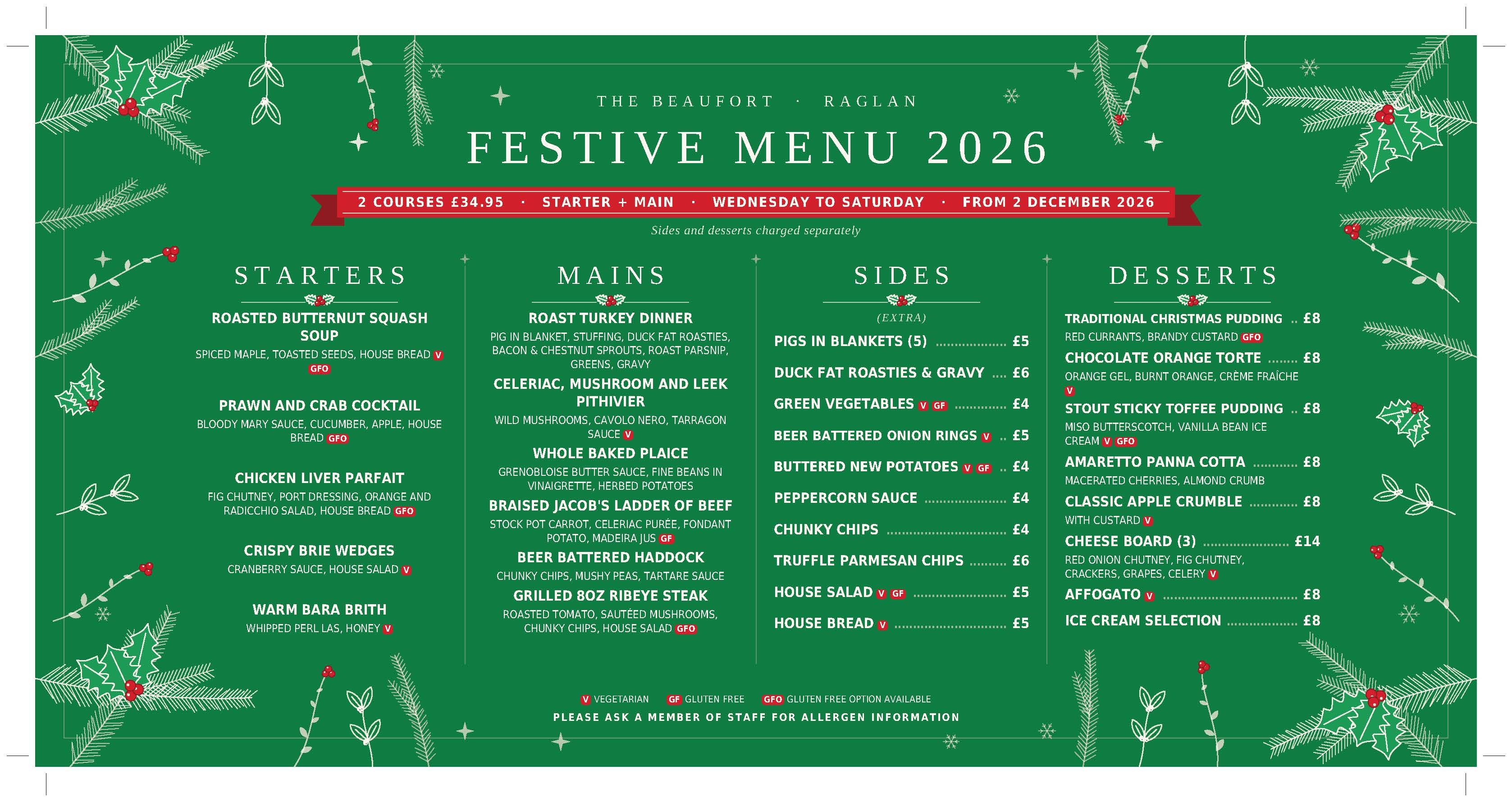 Beaufort Festive Menu